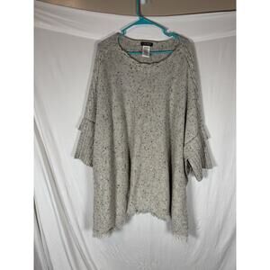 Lauren Ralph Lauren One Size Cotton Wool Blend Poncho Sweater Boho Chic Coastal